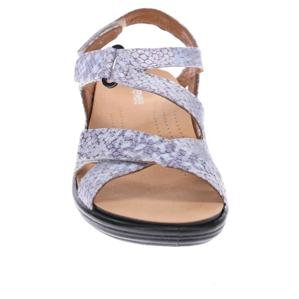NEW Revere Womens 7 Zanzibar Teal Snakeskin Pattern Comfort Sandals $175